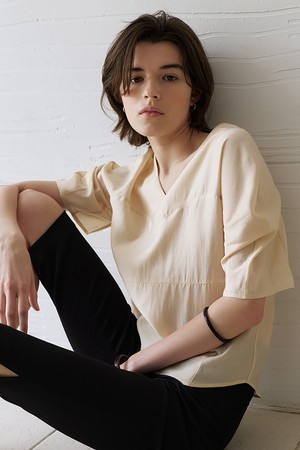 Heart-Line Volume Blouse (Salmon Pink)