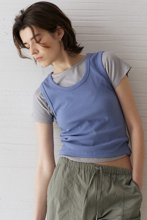 Front-to-Back Rib Top (Skyblue)