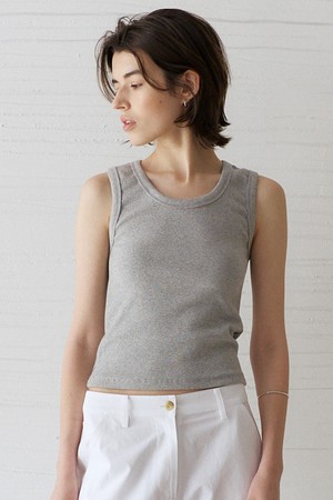 Front-to-Back Rib Top (Melange Gray)