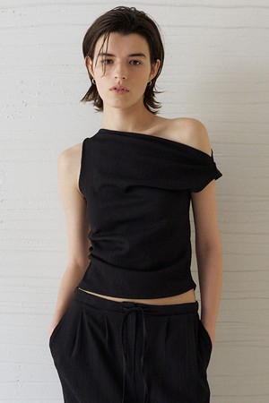 Fluid Wrinkle Blouse (Black)