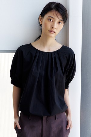Two-way Shirring Blouse (Black)