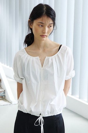 Two-way Shirring Blouse (Ivory)