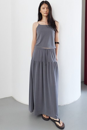 Soft Modal Tiered Skirt (Dark Gray)