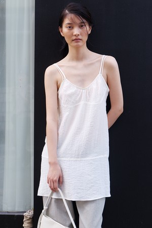 Button Side Sheer Dress (Ivory)