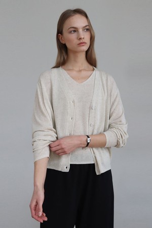 Premium Linen Cardigan_Oat