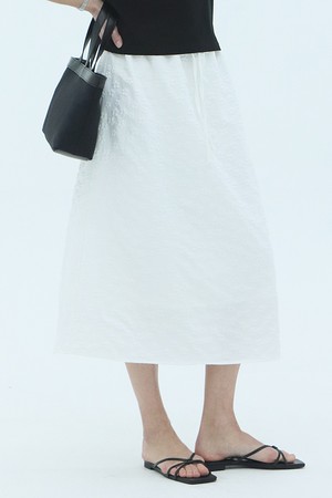 Flower A-line Banding Skirt_White