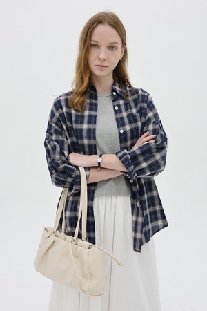 Crepe Square Check Shirts_Navy