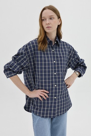 Cube Check Shirts_Navy
