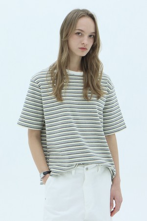Row Stripe Oversized T-shirt_Ivory