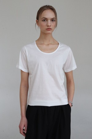 (단독)Pima Silket U-Neck Short Sleeve T-shirt_White