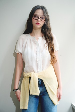 Pleats Half Blouse (White)