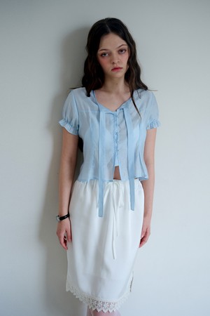 Puff Tie Half Blouse(2Color)