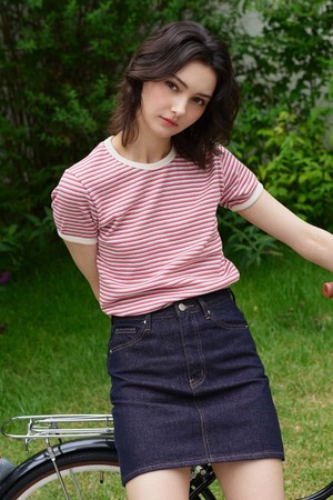 Letter Stripe Half T (2Color)