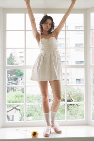 Washa Shirring Mini Dress (Cream)