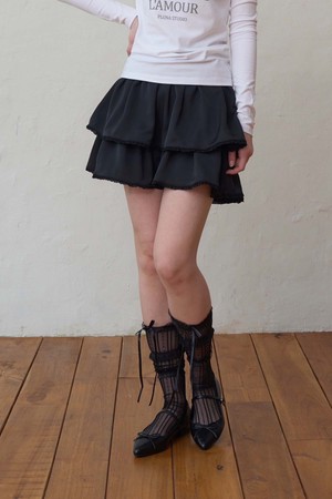 Silky lace frill skrit (2Color)