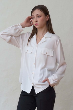 Gold Button City Blouse (2Color)