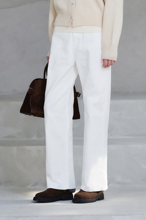 Semi-Wide Denim Pants (White)