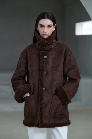 Wool suede mustang coat (Brown)