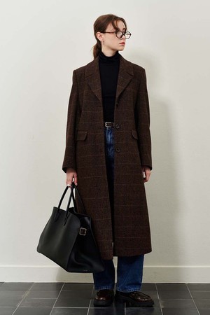 Classic Single Check Coat (Brown)