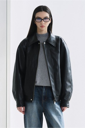 Two-Way Leather Blouson (Black)