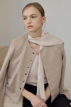 Suede Minimal Jacket_Pink Beige