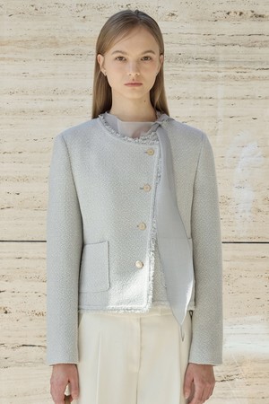 Tweed Minimal Jacket_Blue Gray