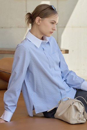 Soft Stripe Blouse_French Blue