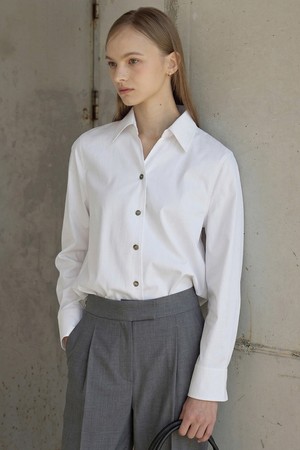 Minimal Stretch Shirts Blouse_White