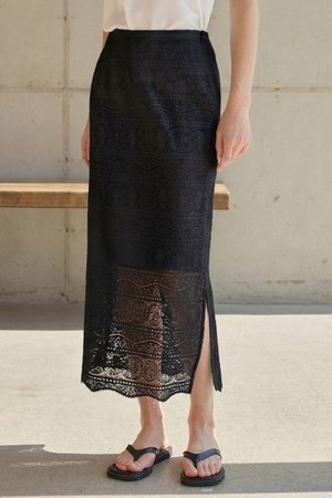 Lace Slim Skirt_Black