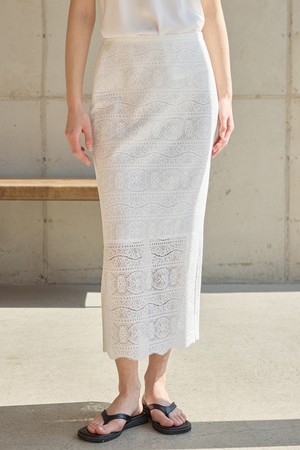 Lace Slim Skirt_White