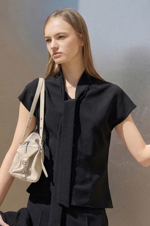 French Tie Blouse_Black