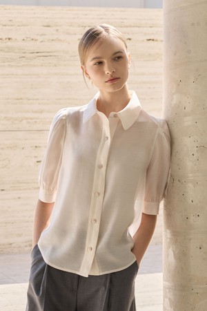 Tencel Sheer Blouse_Pink Beige