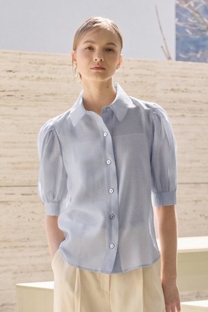 Tencel Sheer Blouse_Blue Gray