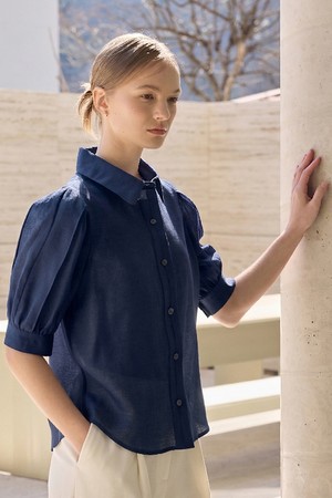 Tencel Sheer Blouse_Navy