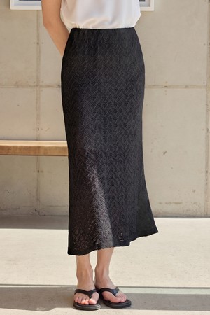 Flare Maxi Lace Skirt_Black