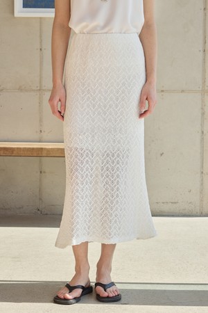 Flare Maxi Lace Skirt_Ivory