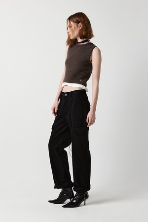BOUCLE KNIT SLEEVELESS (DARK BROWN)