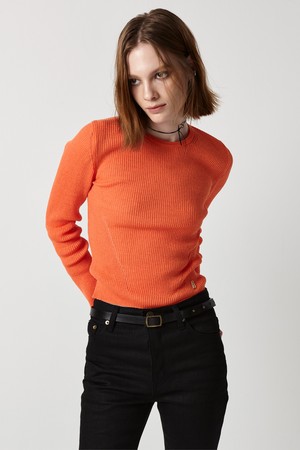 RIBBED CROP KNIT TOP (SUNSET ORANGE)
