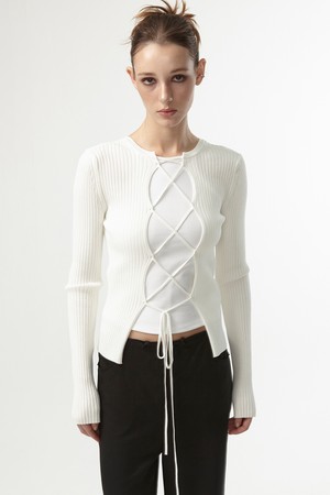 BACK STRAP RIBBED KNIT (WHITE)
