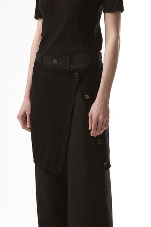 RIBBED LAYER KNIT SKIRT (BLACK)