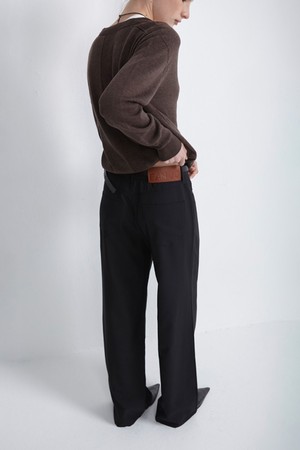 SUMMER WOOL LOW WAIST LARGE PANTS (BLACK)
