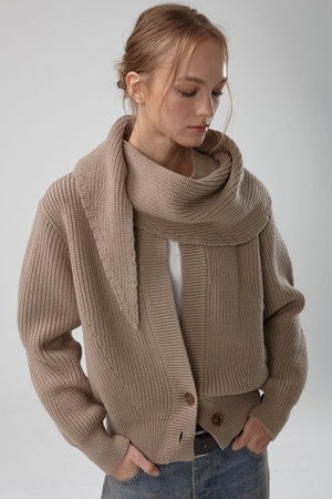 CHUNKY WOOL LARGE SCARF (BEIGE)