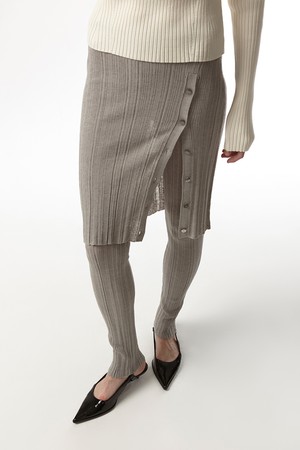 RIBBED LAYER KNIT LEGGINGS SKIRT (GREY)