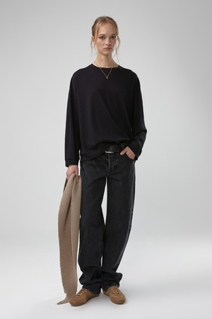 RELAXED COTTON-CASHMERE T-SHIRT (BLACK)