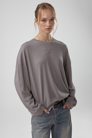 RELAXED COTTON-CASHMERE T-SHIRT (CHARCOAL)