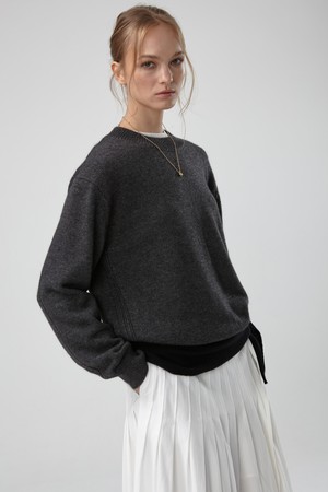 ANGORA WOOL FARMERS PULLOVER KNIT (CHARCOAL)