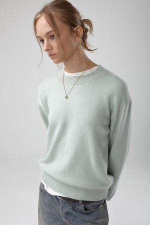 ANGORA WOOL FARMERS PULLOVER KNIT (NEUTRAL MINT)