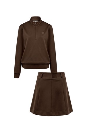 [키스온더그린] Neoprene Half-Zip & Flare Skirt Set 네오프렌 하프집업·플레어 스커트 셋업
