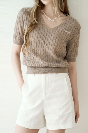 Summer cable v-neck knit_7 Colors