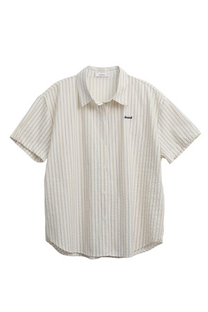 Natural pinstripe short-sleeve shirt_3 Colors